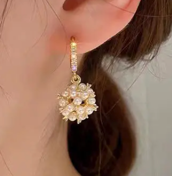 18K Gold Plated Pearl Hoop Earrings