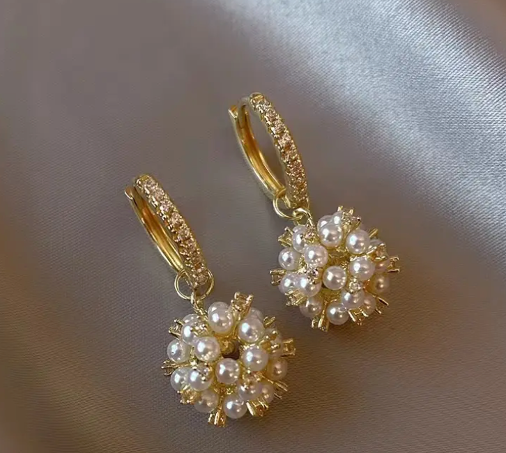 18K Gold Plated Pearl Hoop Earrings