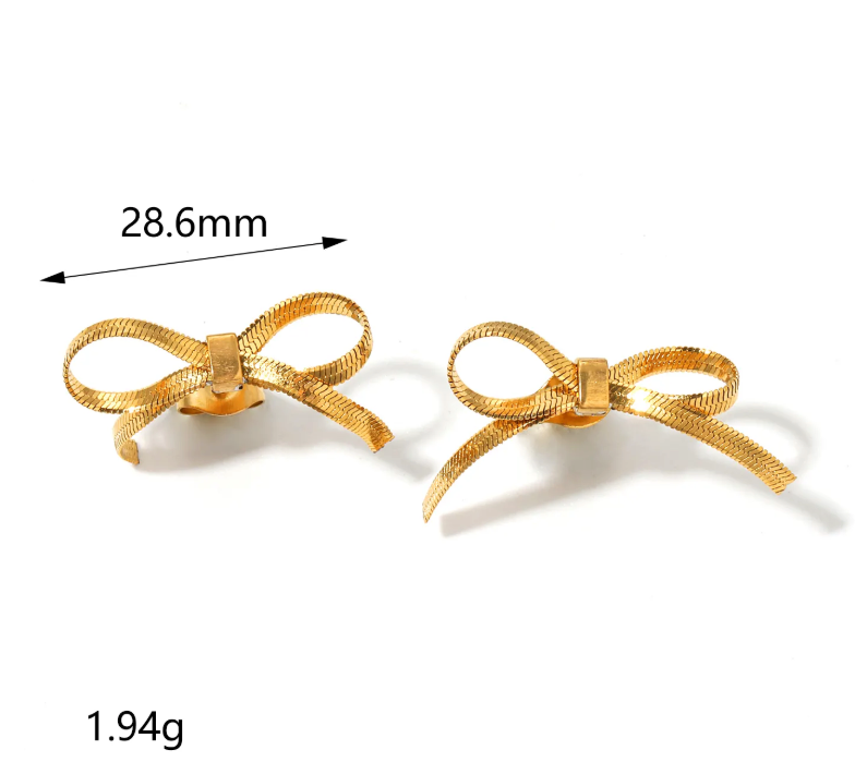 18K Gold Plated Bow Knot Necklace Paired with Earrings