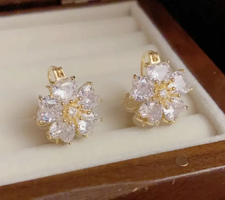 18K Gold Plated Flower Earrings