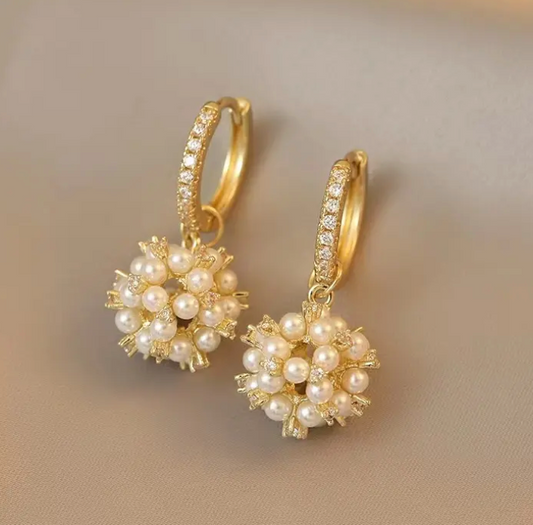 18K Gold Plated Pearl Hoop Earrings