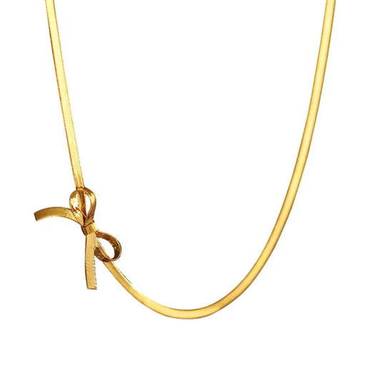 18K Gold Plated Bow Knot Necklace Paired with Earrings